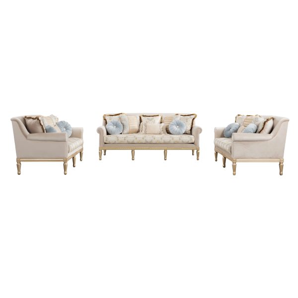 84" Modern Velvet Sofa Set, 3 Seater Couch with Loveseat for Living Room, Apartment, Beige - Image 5