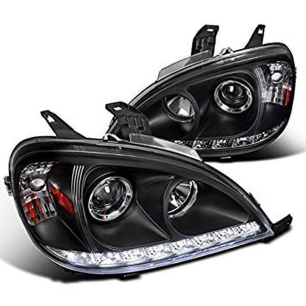 Spec-D Tuning 2LHP-BW16302JM-TM Benz W163 ML320 ML350 ML55 AMG Black SMD LED DRL Projector Headlights