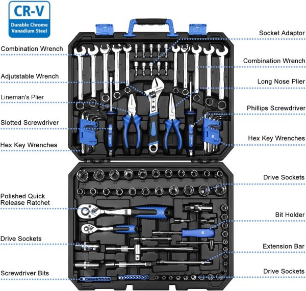 DEKOPRO 118 Piece Tool Kit Professional Auto Repair Tool Set Combination Package Socket Wrench with Most Useful Mechanics Tools - Image 2