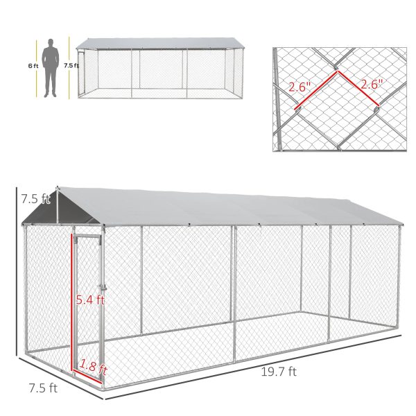 PawHut 19.7' x 7.5' x 7.5' Outdoor Dog Kennel W/ Waterproof Roof - Image 7