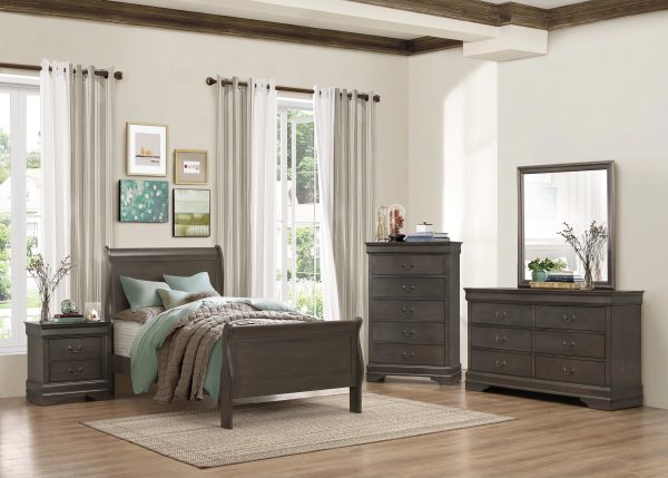 DeeHome Classic Louis Philippe Style Stained Gray Finish 1pc Chest of 5x Drawers Traditional Design Bedroom Furniture - Image 7