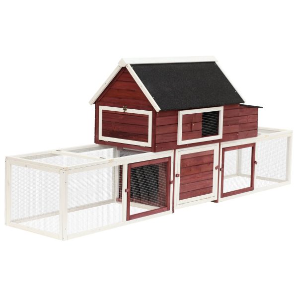 Pawhut Wooden Customizable Backyard Chicken Coop With Nesting Box and Runs, 114" - Image 9