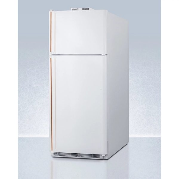 18 cu.ft. break room refrigerator-freezer in white with NIST calibrated alarm/thermometers and copper handles - Image 2