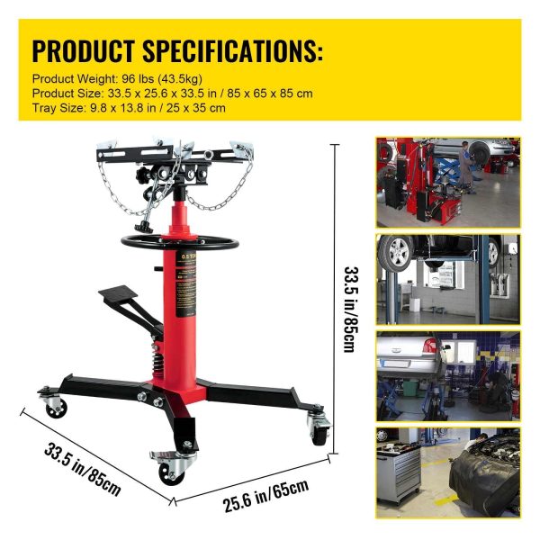 BENTISM Transmission Jack 1100 lbs 2-Stage Hydraulic High Lift Vertical Telescopic,Red - Image 7