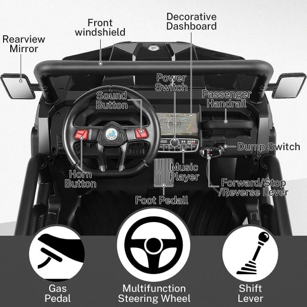 6-Wheel 24V UTV Ride-On with Dump Bed and 4WD Power - Image 5