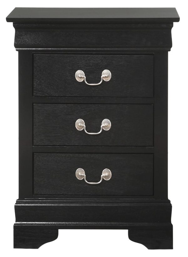 DeeHome Glory Furniture Louis Phillipe G3150-3N 3 Drawer Nightstand , Black - Image 3