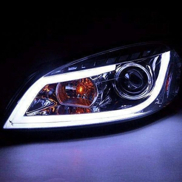 DRL LED Light Bar Strip Projector Headlight Head Lamp Replacement in Chrome Housing Clear Lens Made For And Compatible With 2006 - 2013 Chevy Chevrolet Impala 06 07 08 09 10 11 12 13 - Image 5