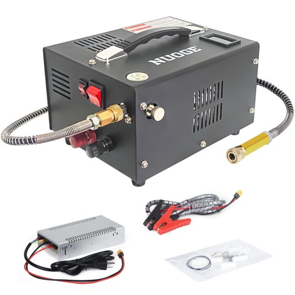 NUOGE Pcp Air Compressor,4500Psi 12V DC or 110V AC W/Converter Paintball/Scuba Tank Compressor Pump