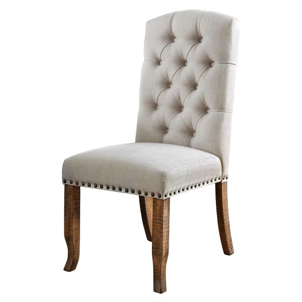 24/7 Shop At Home Banff Set of 2 Wood Dining Chairs in Ivory