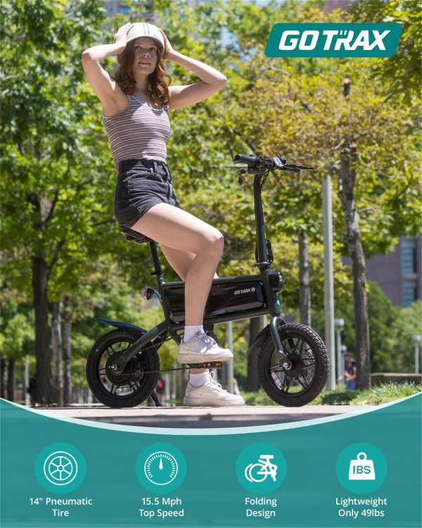 GOTRAX S2 14" Folding Electric Bike for Adults and Teens, 250W 15.5Mph, 15Miles LED Display Mini E-Bike for Commuting - Image 5