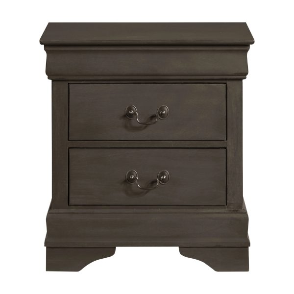 DeeHome Classic Louis Philippe Style Stained Gray Finish 1pc Nightstand of 2x Drawers Traditional Design Bedroom Furniture