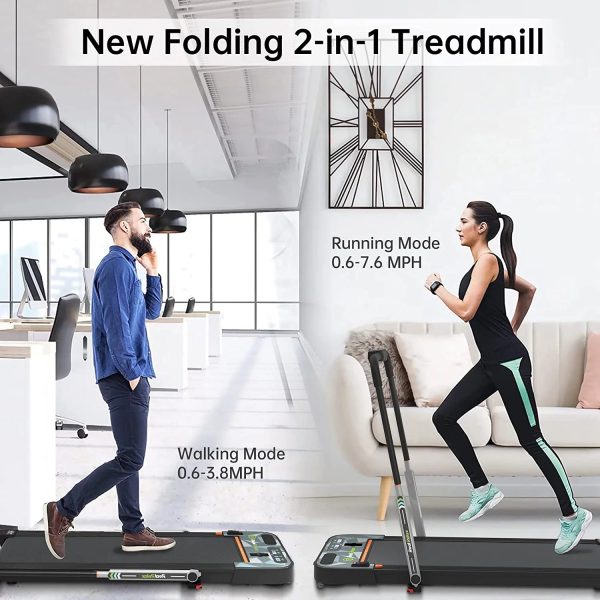 Real Relax 2 in 1 Folding Treadmill, 2.25HP Under Desk Electric Treadmill Walking Jogging Machine for Home Office - Image 5