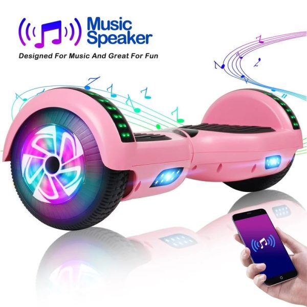 SISIGAD Hoverboard, 10 Mph Max Speed, Hoverboard with Bluetooth and LED lights, 6.5" Self Balancing Electric Hoverboard for Kids Adults Gifts, Pink - Image 2