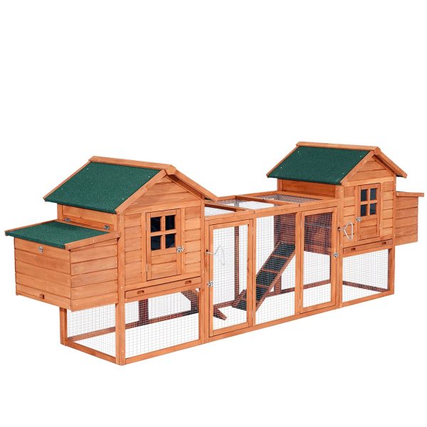 Pawhut Wooden Chicken Coop Nesting Box Poultry Cage Run Outdoor Backyard Large - Image 2