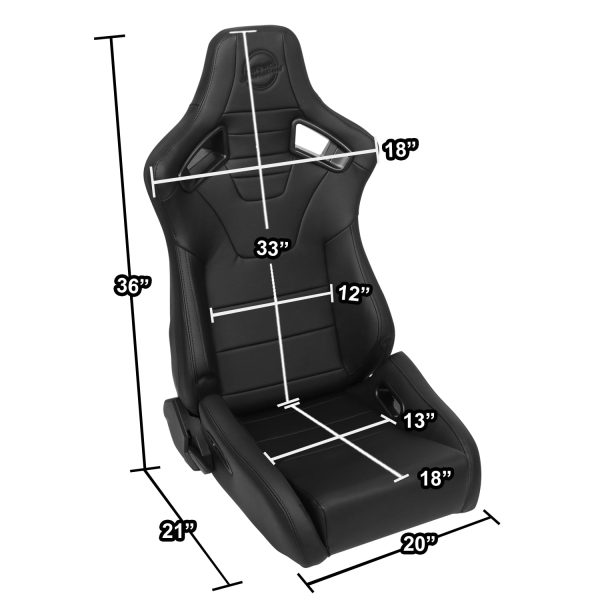 NRG Innovations NRG-RSC-750-L-R-BK-BK NRG Innovations Pair PVC Leather Bucket Racing Seats with Sliders - Image 7