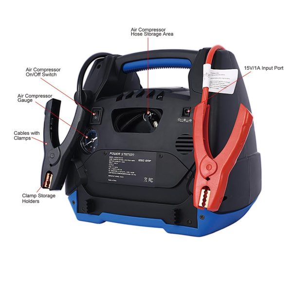 Rechargeable Jump Starter, 1800 Amp Battery Jump Starter with Air Compressor Car Tire Inflator - Image 5