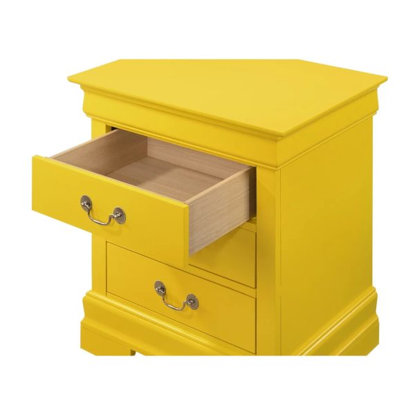 Passion Furniture Louis Philippe 3-Drawer Yellow Nightstand (29"H x 16"W x 21"D) - Image 3