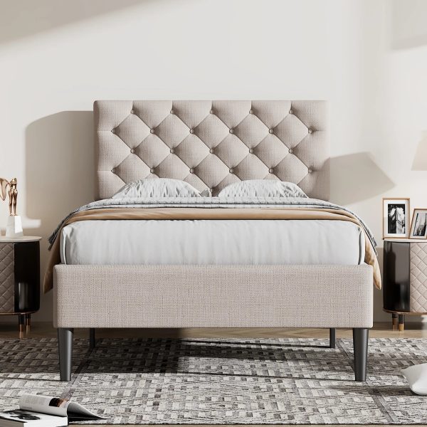 Button-Tufted Platform Bed - Twin Size - Upgrade Your Bedroom