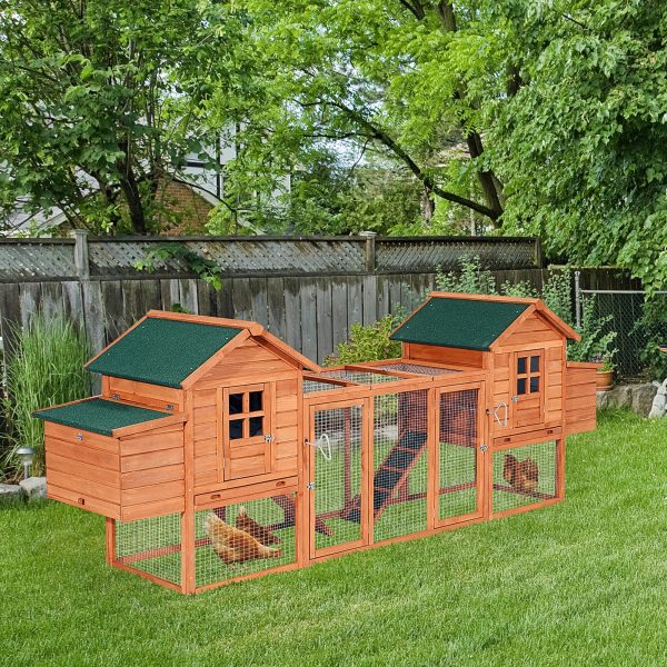 Pawhut Wooden Chicken Coop Nesting Box Poultry Cage Run Outdoor Backyard Large