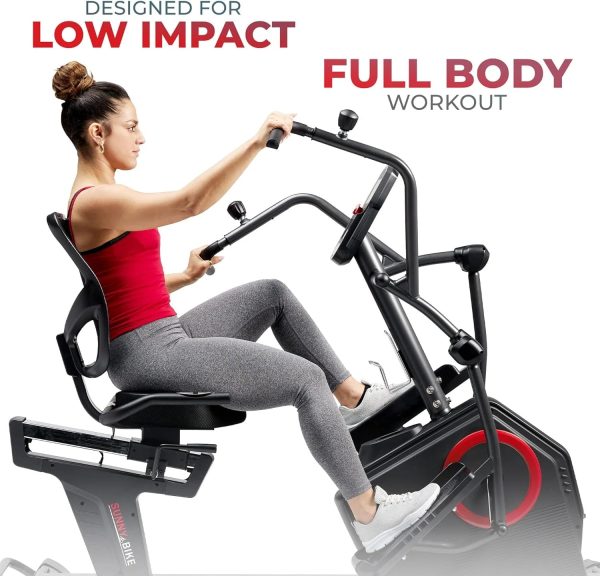 Sunny Health & Fitness Electromagnetic Recumbent Cross Trainer Exercise Elliptical Bike w/Arm Exercisers, Easy Access Seat & Exclusive SunnyFit® App Enhanced Bluetooth Connectivity - SF-RBE4886SMART… - Image 4