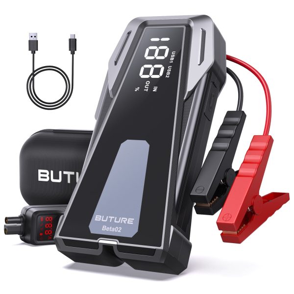 Buture Car Jump Starter Booster 2500A Powerful Safe Portable Car Battery Jump Starter Charger With Large Display Lighting Charging Function