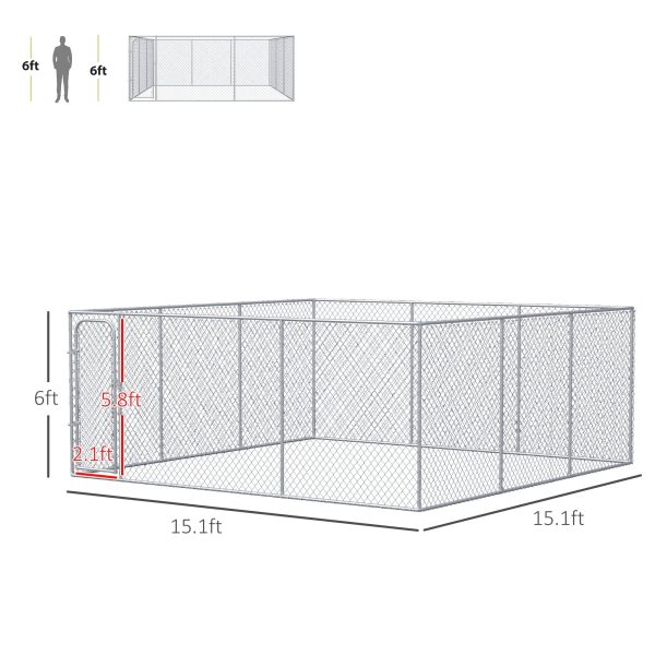 PawHut Dog Kennel Heavy Duty Playpen with Galvanized Steel Secure Lock, Waterproof Cover for Backyard & Patio - Image 7