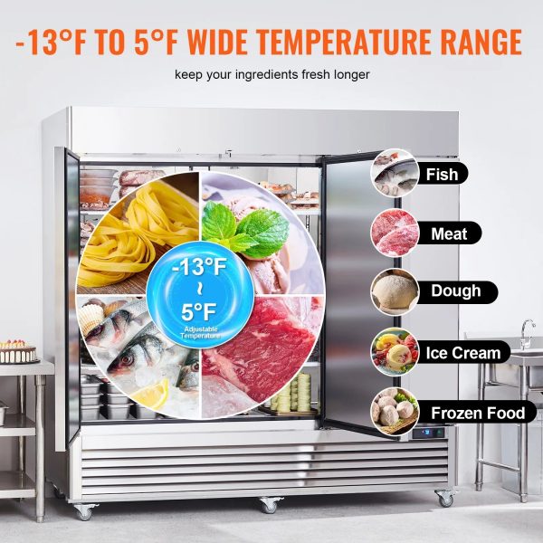 SKYSHALO Commercial Freezer 60.42 Cu.ft Reach In Upright Freezer 3 Doors 12 Shelves - Image 5