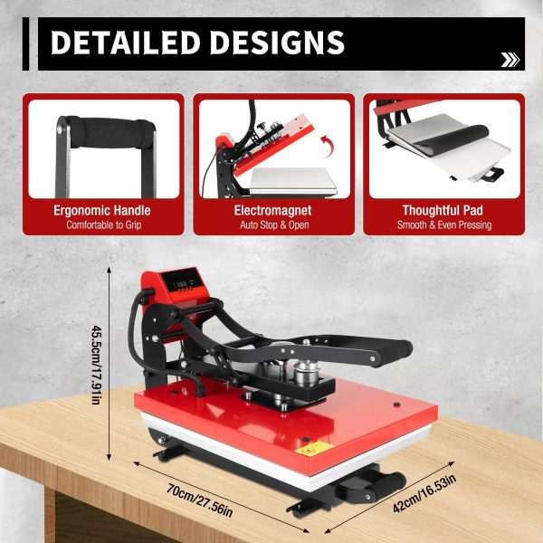 16"x20" Slide Out Auto Open Heat Press Machine Clamshell Slide Out Base T-Shirt