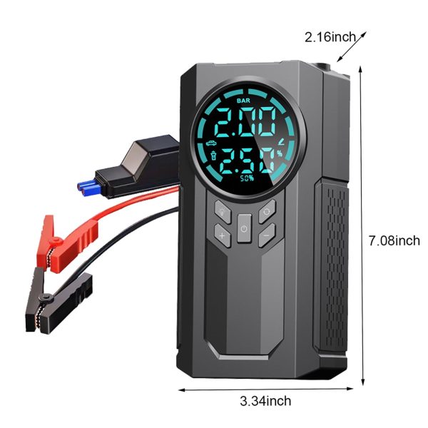 Car Accessories Clearance Car Inflator Battery Jump 2-In-1 1000A Emergency Start Power Supply 12V Battery Pack Battery Booster Jump Box Portable Charger Jumper Cables Led Display Screen Black A - Image 3