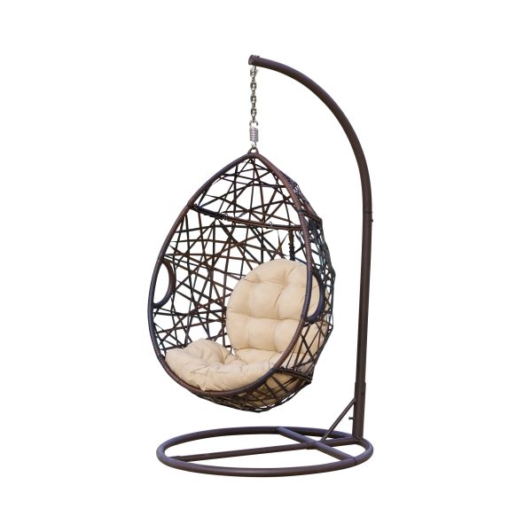 Berkley Outdoor Brown Wicker Hanging Teardrop / Egg Chair