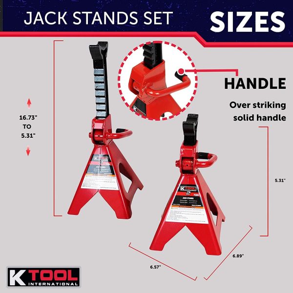 K Tool International KTI63097A 2 Ton Trolley & Jack Stands Combo - Image 4