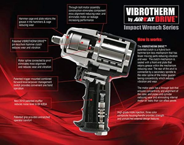 AIRCAT Pneumatic Tools 1178-VXL: 1/2-Inch Vibrotherm Drive Impact Wrench 1,300 ft-lbs - Standard Anvil - Image 3