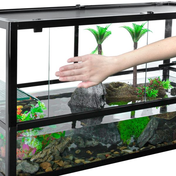 REPTIZOO 40 Gallon Large Turtle Tank with Basking Platform, Black - Image 3