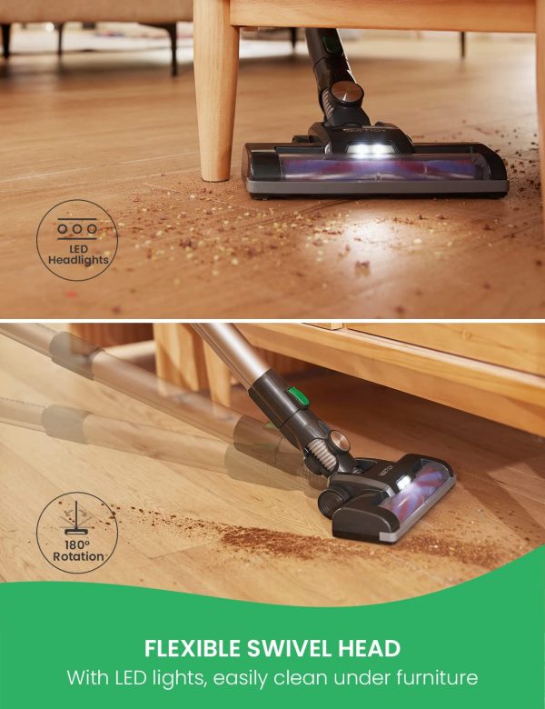 Vactidy Cordless Vacuum Cleaner, Lightweight Stick Vacuum with 20Kpa Suction, Detachable Battery, Max 35mins Runtime, 6 in 1 Handheld Vacuum Cordless for Hard Floor Carpet Pet Hair - Image 4