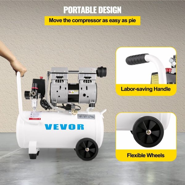 VEVOR Air Compressor 6.6 Gallon 1HP Portable Oil Free Air Compressor Steel Tank Pancake Air Compressor 115 PSI Ultra Quiet - Image 5