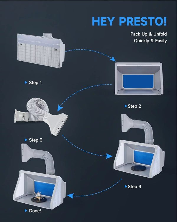 Airbrush Spray Booth With Dual Fans, Portable Paint Spray Booth For Airbrushing With Stepless Speed Switch, 3 LED Lights And Exhaust Hose, Airbrush Booth Kit For Painting Model Craft DIY - Image 9