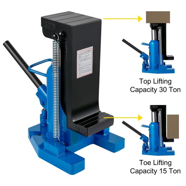 VEVOR Hydraulic Toe Jack, 15 Ton on Toe, 30 Ton on Top Lift Capacity Machine, 6-1/5in Stork Air, Heavy-Duty Steel Claw for Machinery, Industry - Image 3