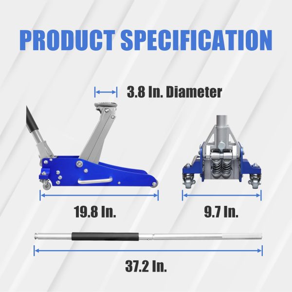 BIG RED 1.5 Ton Racing Floor Jack Torin Hydraulic Low Profile Aluminum and Steel DWT815016L - Image 3