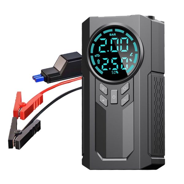 EOnmo Auto Decoration In Clearance Car Inflator Battery Jump 2-In-1 1000A Emergency Start Power Supply 12V Battery Pack Battery Booster Jump Box Portable Charger Jumper Cables Led Display Screen - Image 2