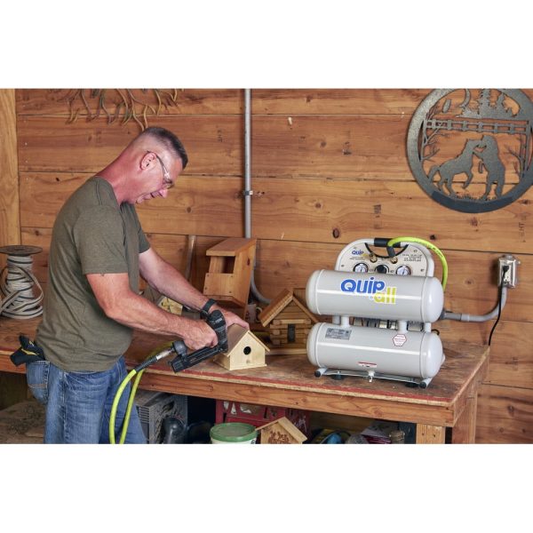 Quipall 4-1-SILTWN-AL Ultra Quiet 1 HP 4.6 Gallon Oil-Free Twin Stack Air Compressor - Image 15