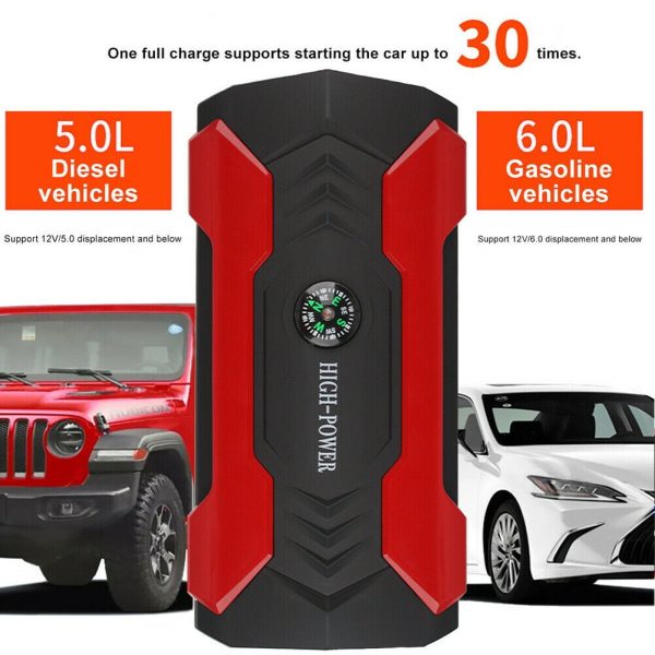 TASHHAR Jump Starter 12V Car Battery Pack Booster Jumper Box Emergency Start Power Bank Supply Charger with Built-in LED Light - Image 6