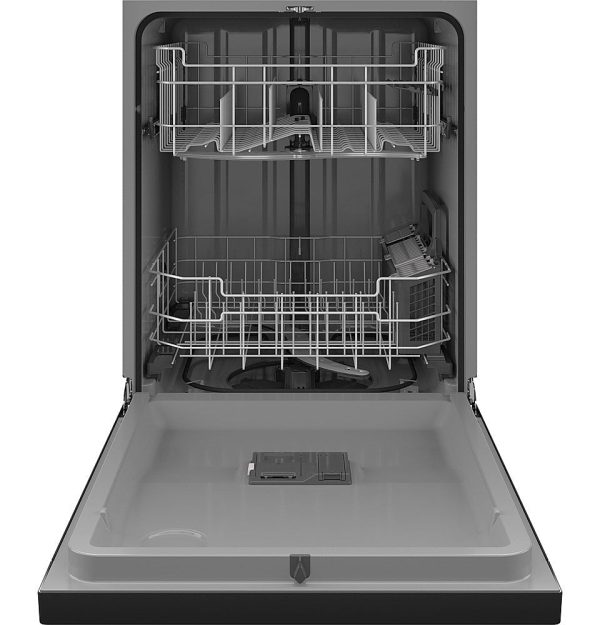 GE - Front Control Built-In Dishwasher, 52 dBA - Black