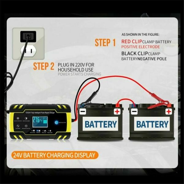 Buodes Summer Savings Clearance Spring Newness Smart Battery Charger 12 / 24V 8A 150Ah Car Battery Charger Car - Image 3