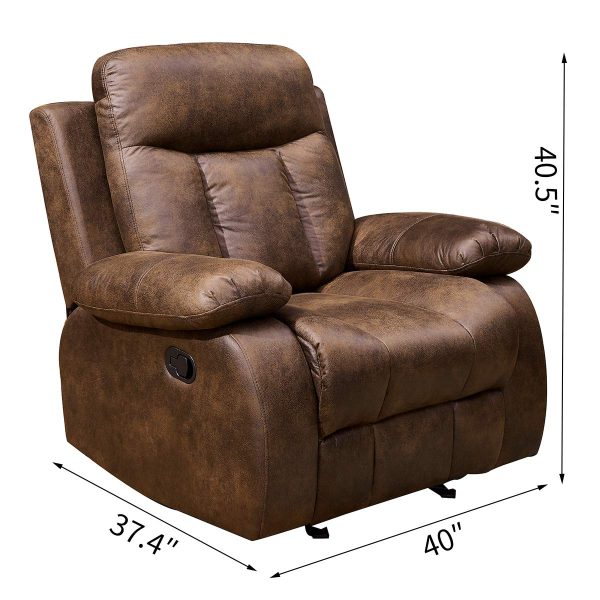 Betsy Furniture 3-PC Microfiber Fabric Recliner Set Living Room Set in Brown, Sofa Loveseat Chair Pillow Top Backrest and Armrests 8028 (Living Room Set 3+2+1) - Image 5