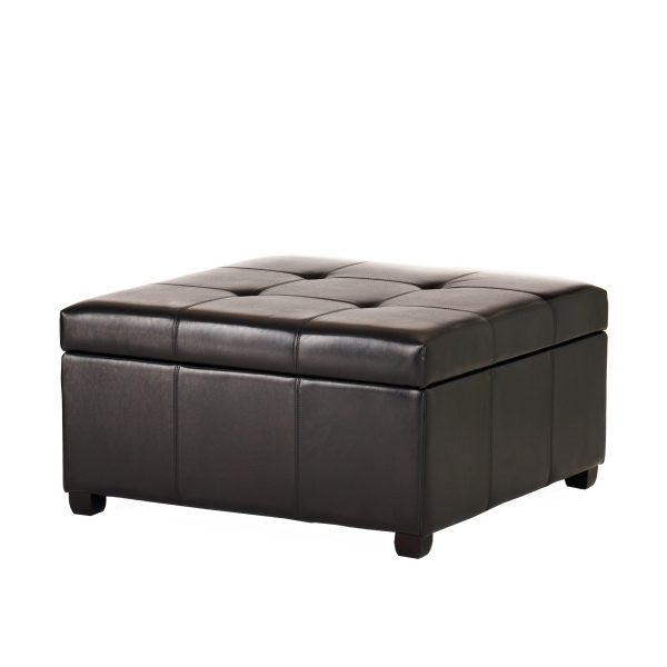 Carlyle Leather Storage Ottoman Coffee Table