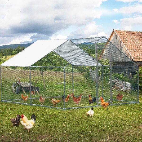 ZGBY Large 10X10Ft Metal Chicken Run Pen Walk-In Cage Poultry Coop Duck Rabbit House