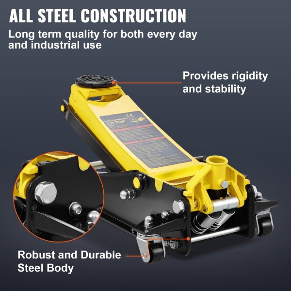 SKYSHALO 4 ton Heavy Duty Steel Dual Piston Rapid Pump Low Profile Floor Jack - Image 4