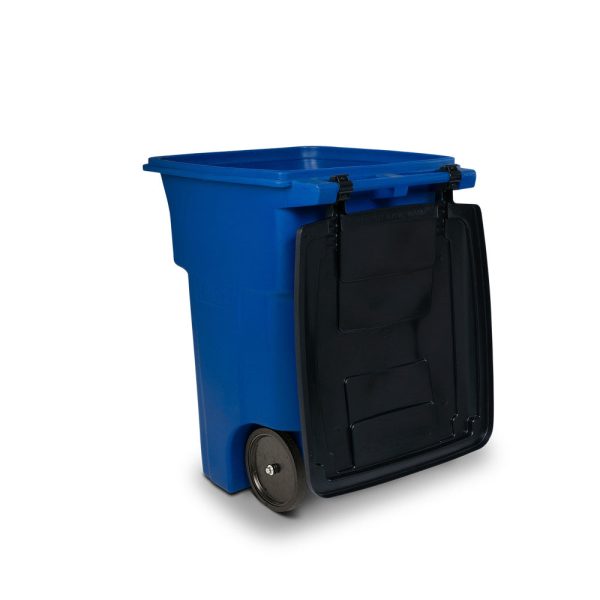 Toter 96 Gallon Trash Can with Smooth Wheels and Lid Blue - Image 6