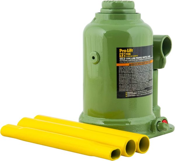 Pro-Lift B-S12W Welded Bottle Jack 12 Ton - Low Profile (24,000 Lbs) Capacity Hydraulic Lifting with Side Pump Two-Piece Handle - Image 3