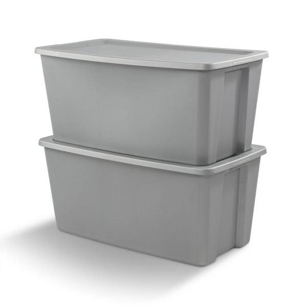 Sterilite 50 Gallon Tote Box Plastic， Titanium， Set of 4 - Image 3